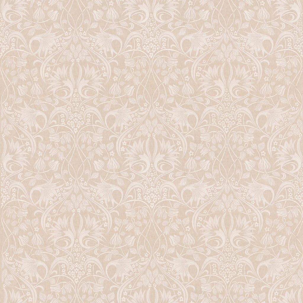 Fritillerie Embroidery - Natural Brown By G P & J Baker | Original Brantwood Fabric |Botanical & Floral  Drapery Embroidery