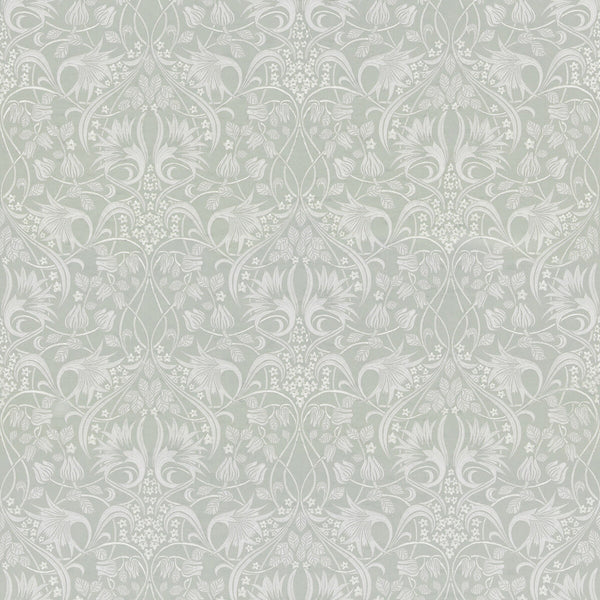 Fritillerie Embroidery - Aqua Green By G P & J Baker | Original Brantwood Fabric |Botanical & Floral  Drapery Embroidery