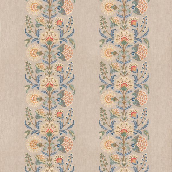 Annesley - Blue Blue By G P & J Baker | Original Brantwood Fabric |Botanical & Floral  Drapery Embroidery