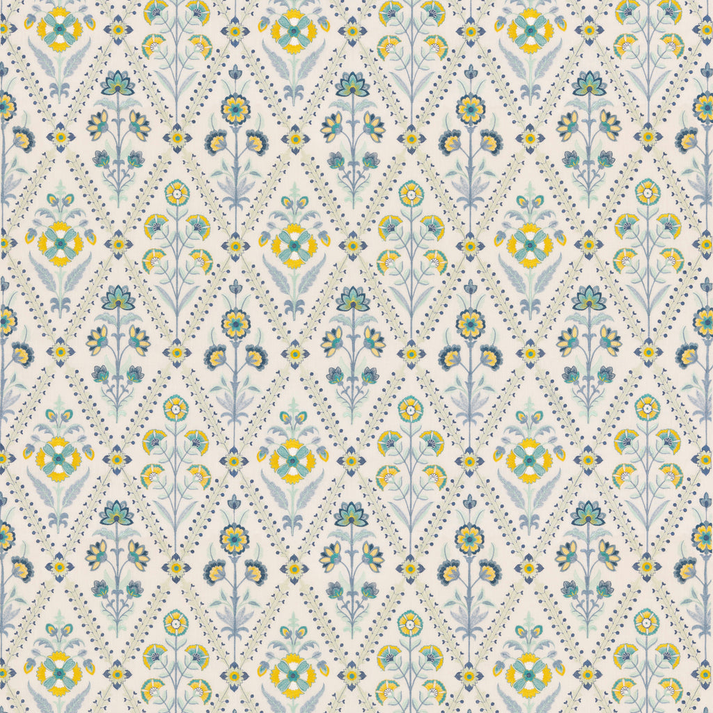 Perrycroft - Blue Blue By G P & J Baker | Original Brantwood Fabric |Botanical & Floral  Drapery Embroidery