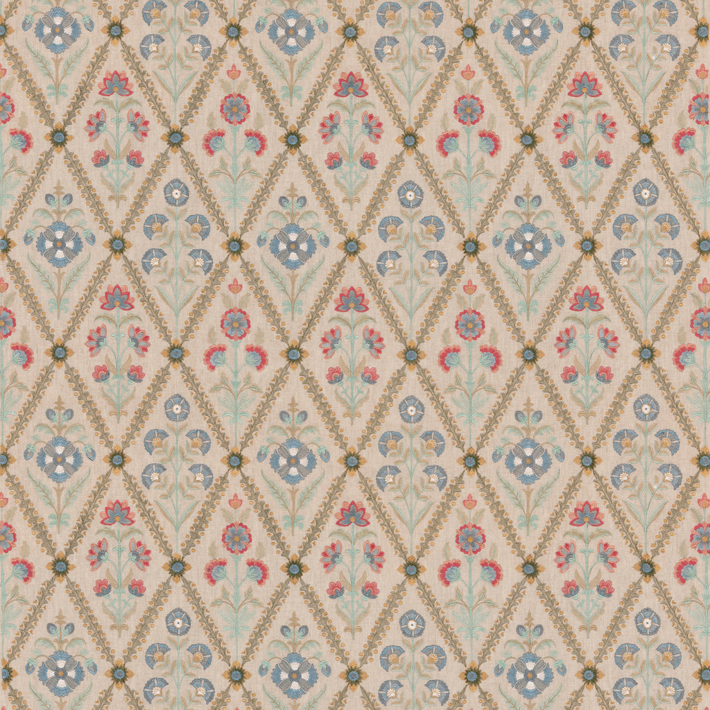 Perrycroft - Red/Green Red By G P & J Baker | Original Brantwood Fabric |Botanical & Floral  Drapery Embroidery