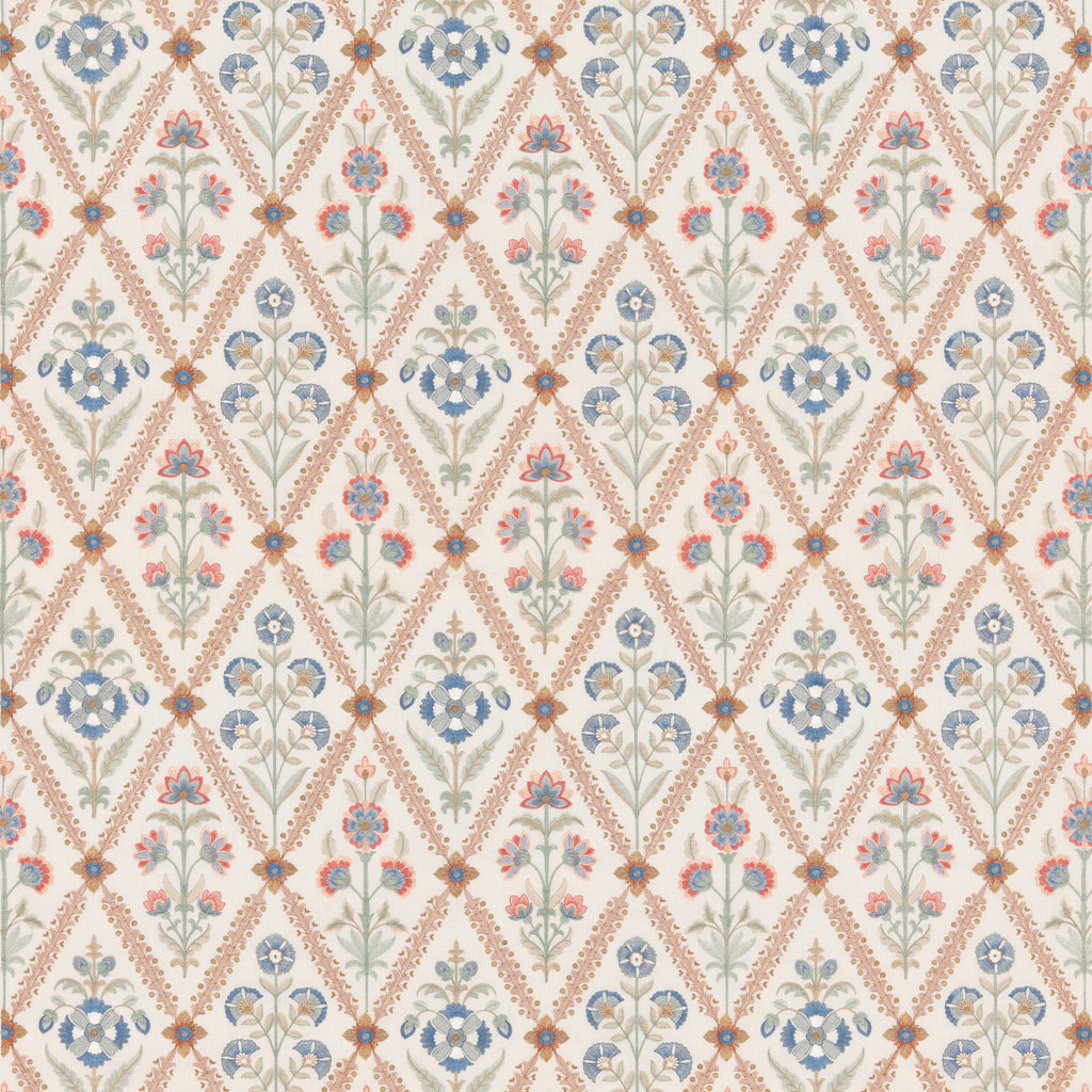 Perrycroft - Coral Orange By G P & J Baker | Original Brantwood Fabric |Botanical & Floral  Drapery Embroidery