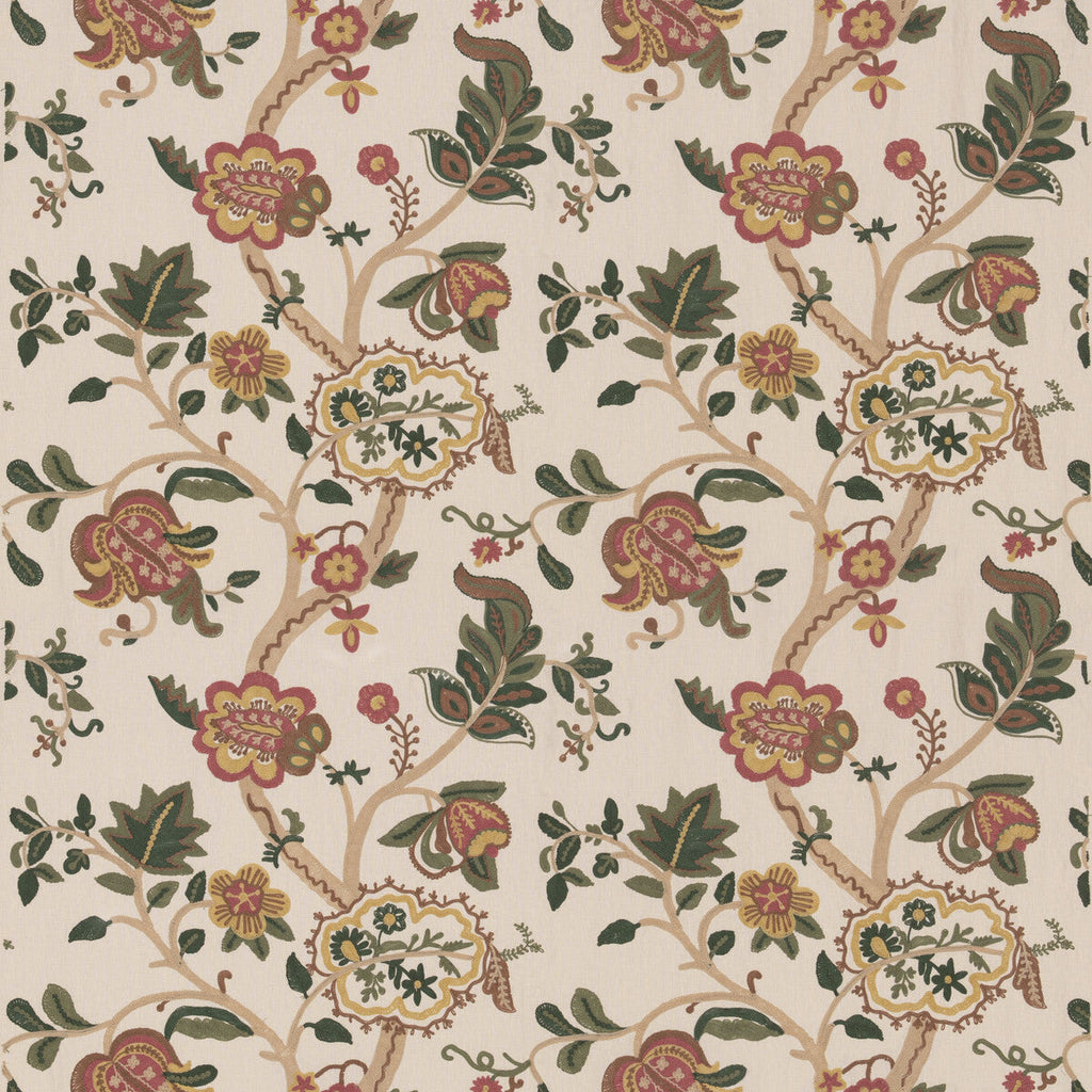 Samples and Purchasing available for Chewton - Rose/Green Pink By G P & J Baker | Burford |Botanical & Floral  Drapery Embroidery at Designer Wallcoverings and Fabrics