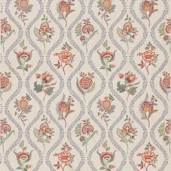 Burford Embroidery - Blue/Red Blue By G P & J Baker | Burford |  Drapery Embroidery