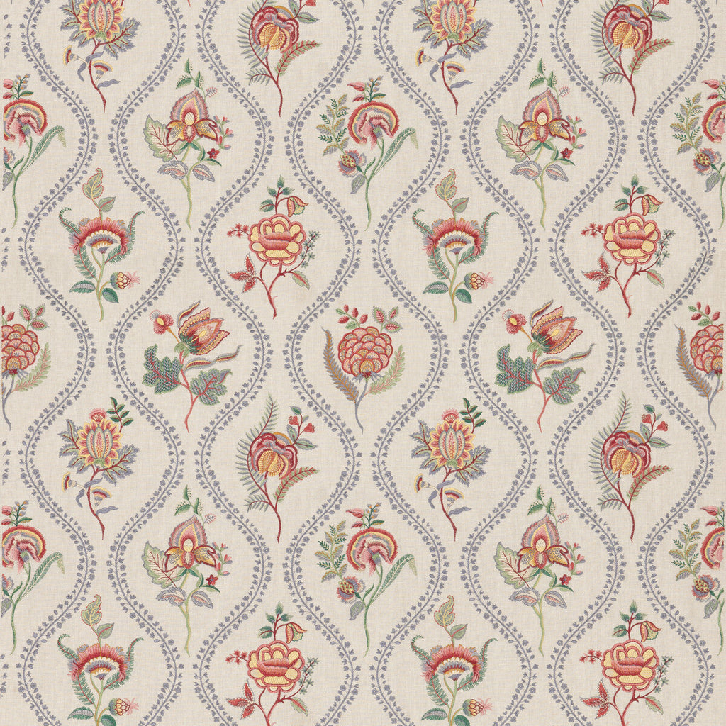 Samples and Purchasing available for Burford Embroidery - Blue/Red Blue By G P & J Baker | Burford |  Drapery Embroidery at Designer Wallcoverings and Fabrics