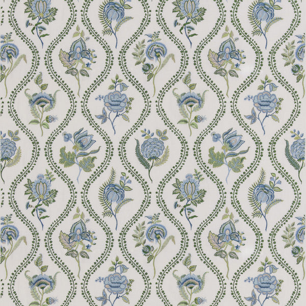 Burford Embroidery - Blue/Emerald Blue By G P & J Baker | Burford |  Drapery Embroidery
