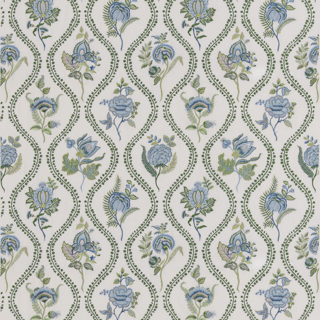 Samples and Purchasing available for Burford Embroidery - Blue/Emerald Blue By G P & J Baker | Burford |  Drapery Embroidery at Designer Wallcoverings and Fabrics