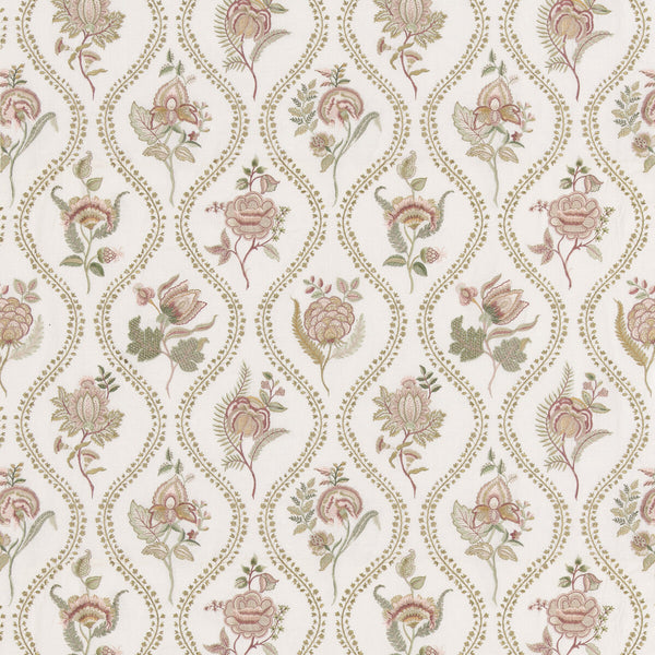 Burford Embroidery - Rose/Cream Pink By G P & J Baker | Burford |  Drapery Embroidery