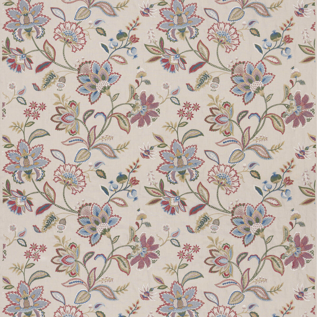 Samples and Purchasing available for Langley - Red/Blue Red By G P & J Baker | Burford |Botanical & Floral  Drapery Embroidery at Designer Wallcoverings and Fabrics