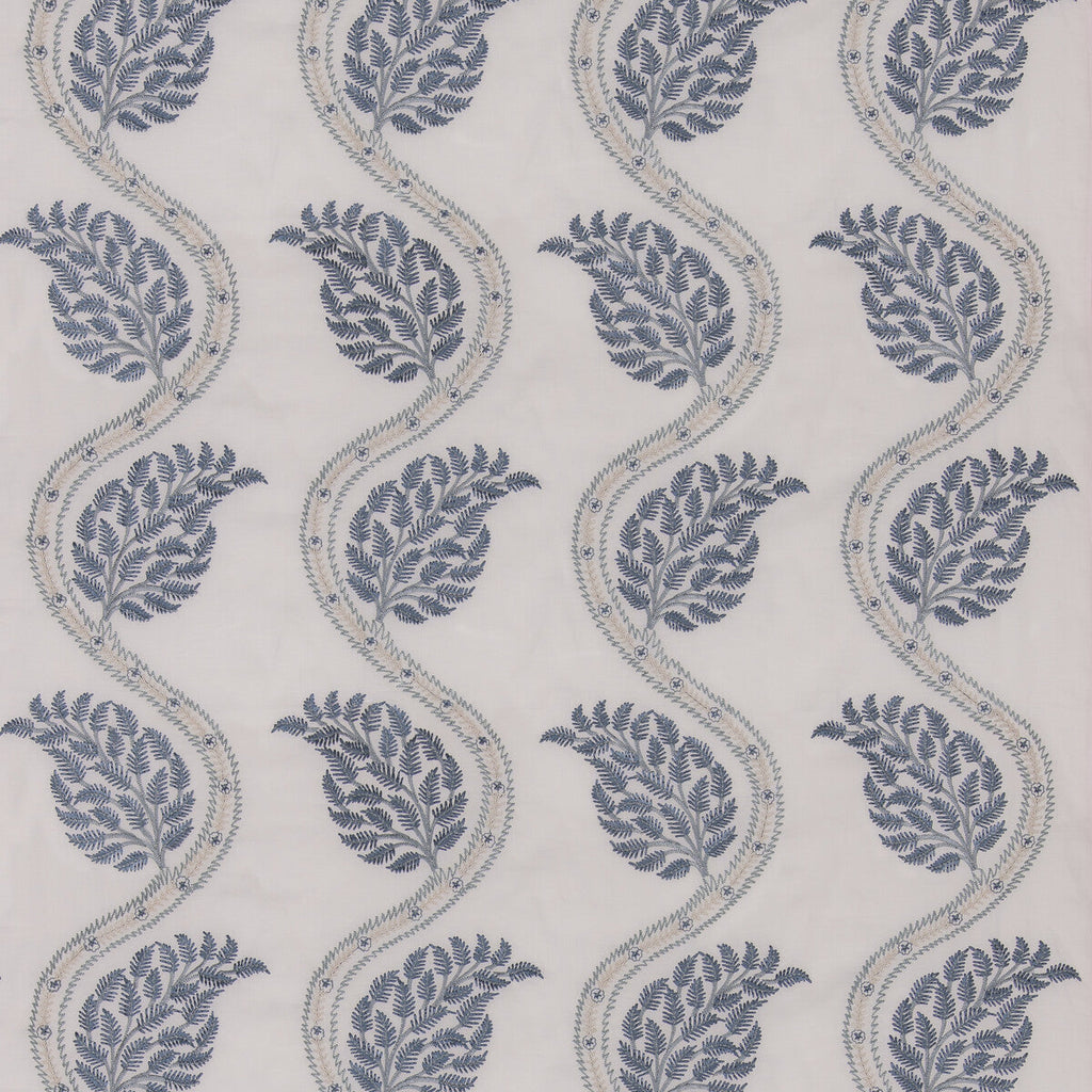Samples and Purchasing available for Filkins - Blue Blue By G P & J Baker | Burford |Botanical & Floral  Drapery Embroidery at Designer Wallcoverings and Fabrics