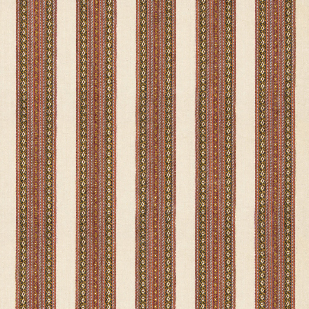 Samples and Purchasing available for Worlds Apart - Fuchsia/Ochre White By G P & J Baker | G P & J Baker X Kit Kemp Stripes |Stripes  Multipurpose Weave at Designer Wallcoverings and Fabrics