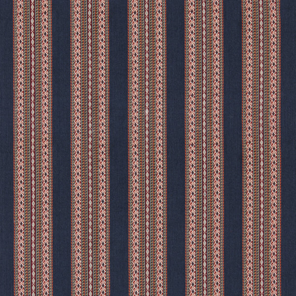 Worlds Apart - Indigo Blue By G P & J Baker | G P & J Baker X Kit Kemp Stripes |Stripes  Multipurpose Weave