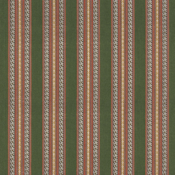 Worlds Apart - Green/Coral Green By G P & J Baker | G P & J Baker X Kit Kemp Stripes |Stripes  Multipurpose Weave