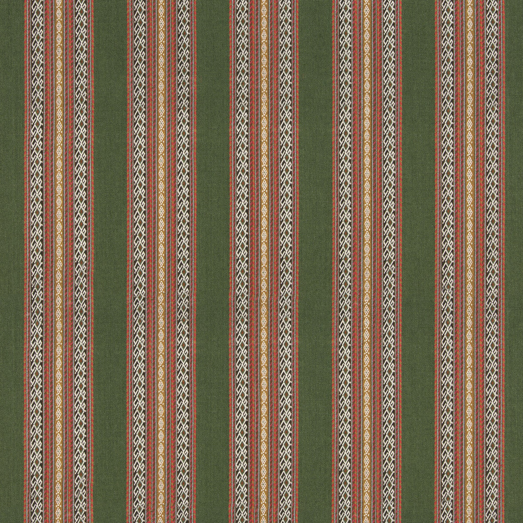 Samples and Purchasing available for Worlds Apart - Green/Coral Green By G P & J Baker | G P & J Baker X Kit Kemp Stripes |Stripes  Multipurpose Weave at Designer Wallcoverings and Fabrics