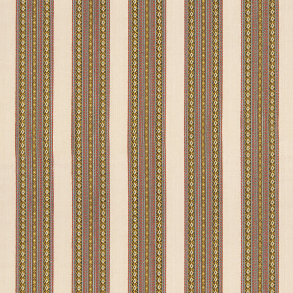 Worlds Apart - Aqua/Ochre White By G P & J Baker | G P & J Baker X Kit Kemp Stripes |Stripes  Multipurpose Weave