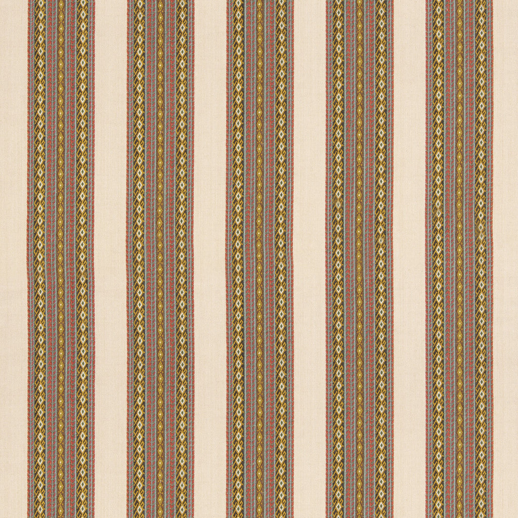 Samples and Purchasing available for Worlds Apart - Aqua/Ochre White By G P & J Baker | G P & J Baker X Kit Kemp Stripes |Stripes  Multipurpose Weave at Designer Wallcoverings and Fabrics