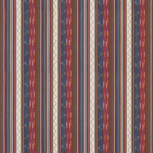 Runaway - Indigo/Red Red By G P & J Baker | G P & J Baker X Kit Kemp Stripes |Stripes  Multipurpose Weave