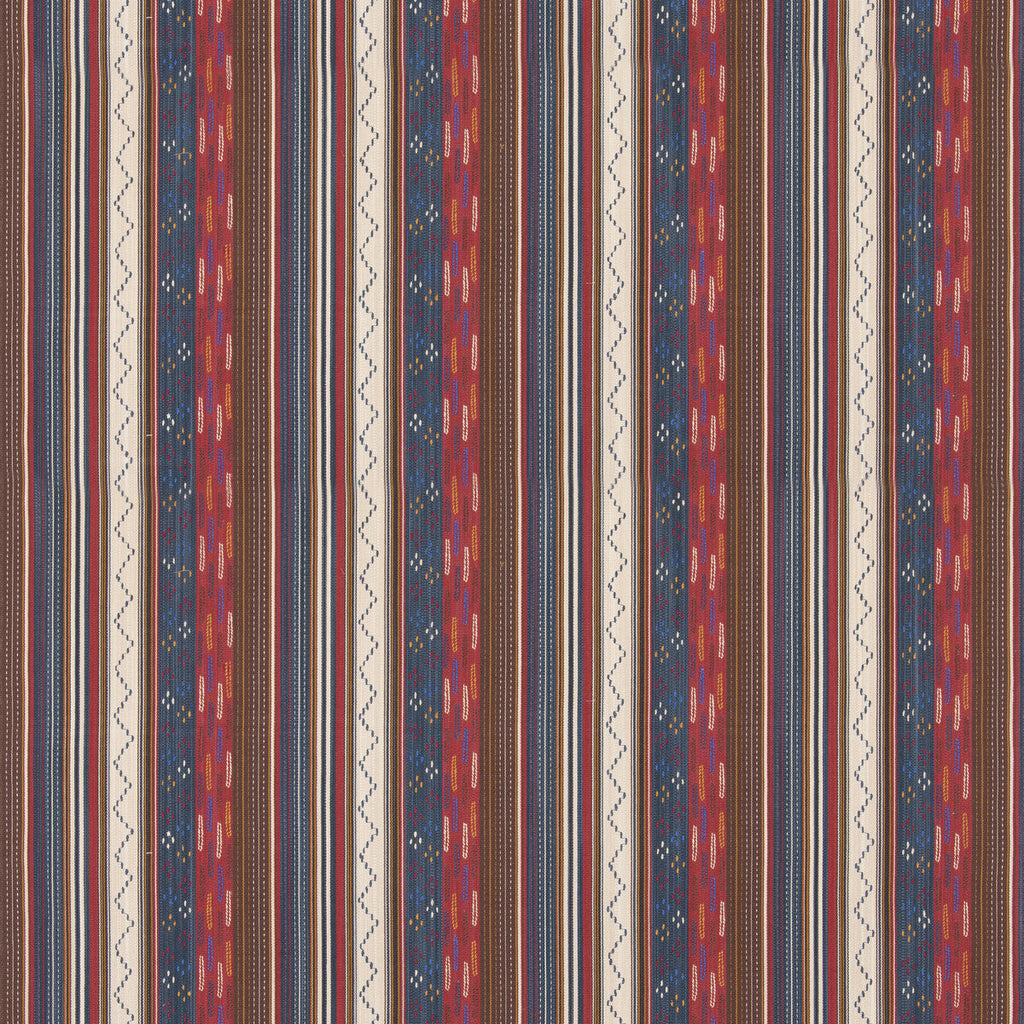 Samples and Purchasing available for Runaway - Indigo/Red Red By G P & J Baker | G P & J Baker X Kit Kemp Stripes |Stripes  Multipurpose Weave at Designer Wallcoverings and Fabrics