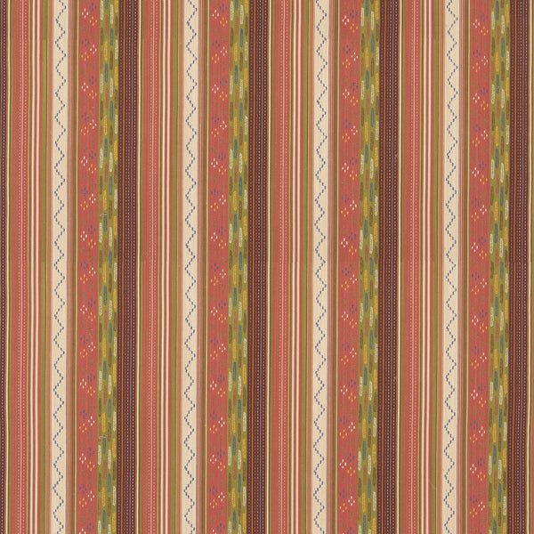 Runaway - Coral/Green Orange By G P & J Baker | G P & J Baker X Kit Kemp Stripes |Stripes  Multipurpose Weave