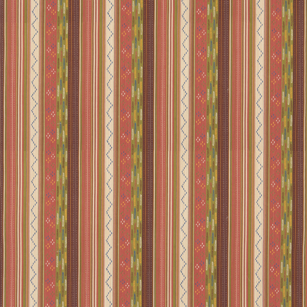 Samples and Purchasing available for Runaway - Coral/Green Orange By G P & J Baker | G P & J Baker X Kit Kemp Stripes |Stripes  Multipurpose Weave at Designer Wallcoverings and Fabrics