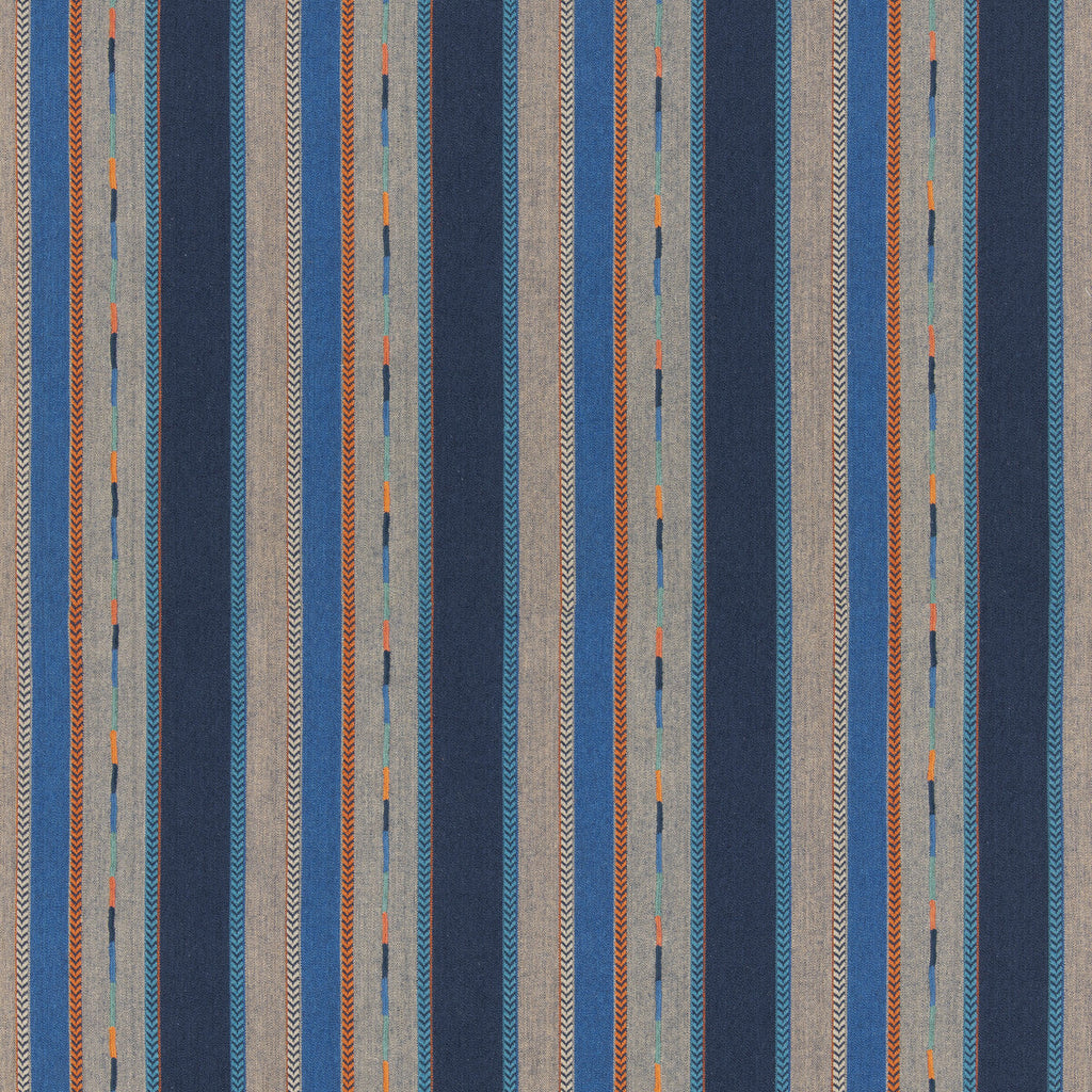 Samples and Purchasing available for Bunty - Indigo Blue By G P & J Baker | G P & J Baker X Kit Kemp Stripes |Stripes  Multipurpose Weave at Designer Wallcoverings and Fabrics