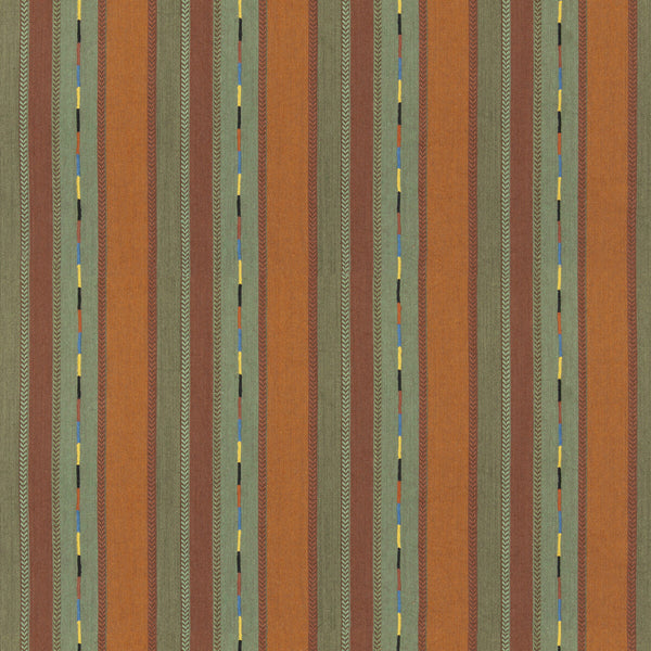 Bunty - Orange/Green Green By G P & J Baker | G P & J Baker X Kit Kemp Stripes |Stripes  Multipurpose Weave