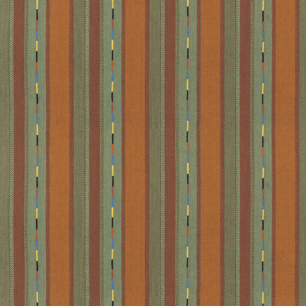 Samples and Purchasing available for Bunty - Orange/Green Green By G P & J Baker | G P & J Baker X Kit Kemp Stripes |Stripes  Multipurpose Weave at Designer Wallcoverings and Fabrics