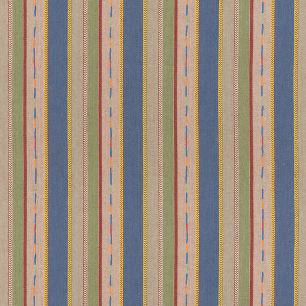 Bunty - Blue/Green Blue By G P & J Baker | G P & J Baker X Kit Kemp Stripes |Stripes  Multipurpose Weave
