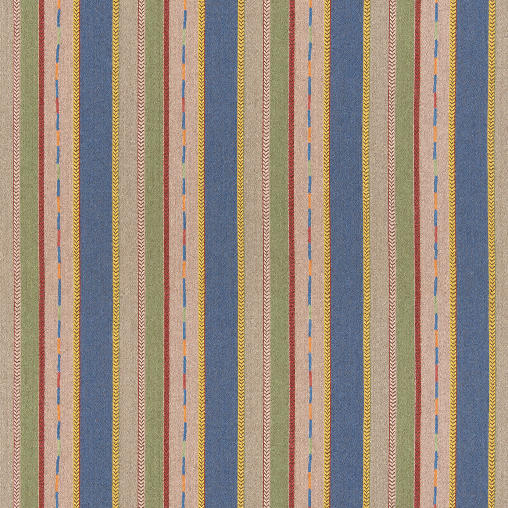 Samples and Purchasing available for Bunty - Blue/Green Blue By G P & J Baker | G P & J Baker X Kit Kemp Stripes |Stripes  Multipurpose Weave at Designer Wallcoverings and Fabrics