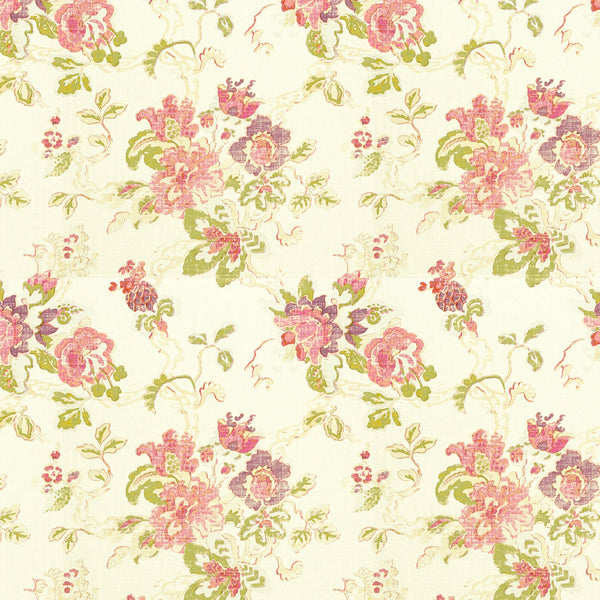 Parnham - Plum/Moss/Aqua White By Lee Jofa | Blithfield |Botanical & Floral  Multipurpose Print