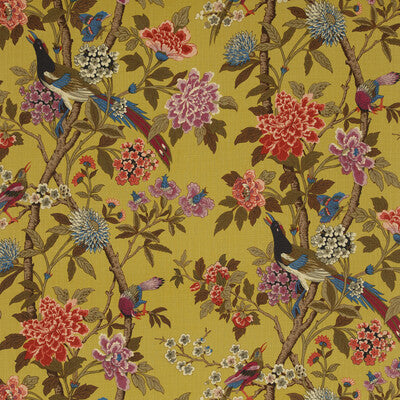 Samples and Purchasing available for Hydrangea Bird - Ochre Yellow By G P & J Baker | East To West |Botanical & Floral Flora & Fauna Multipurpose Print at Designer Wallcoverings and Fabrics