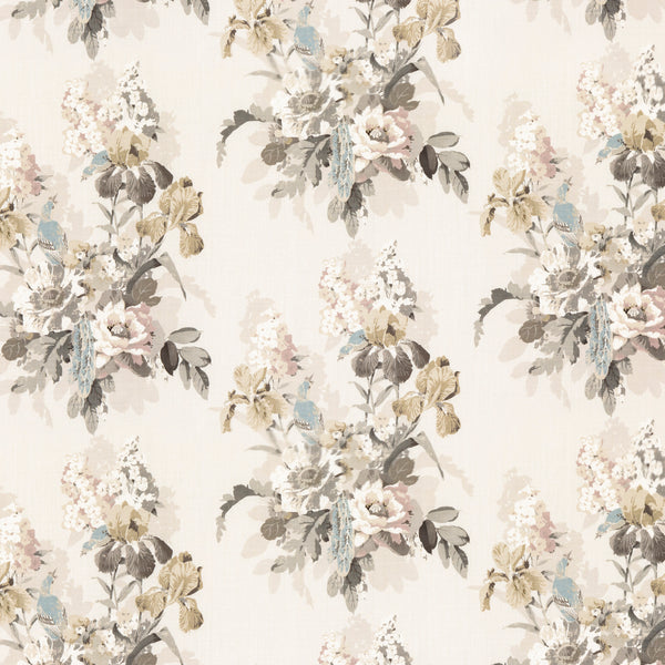 Bird & Iris - Ivory/Mole White By G P & J Baker | Signature Prints |Botanical & Floral Flora & Fauna Multipurpose Print