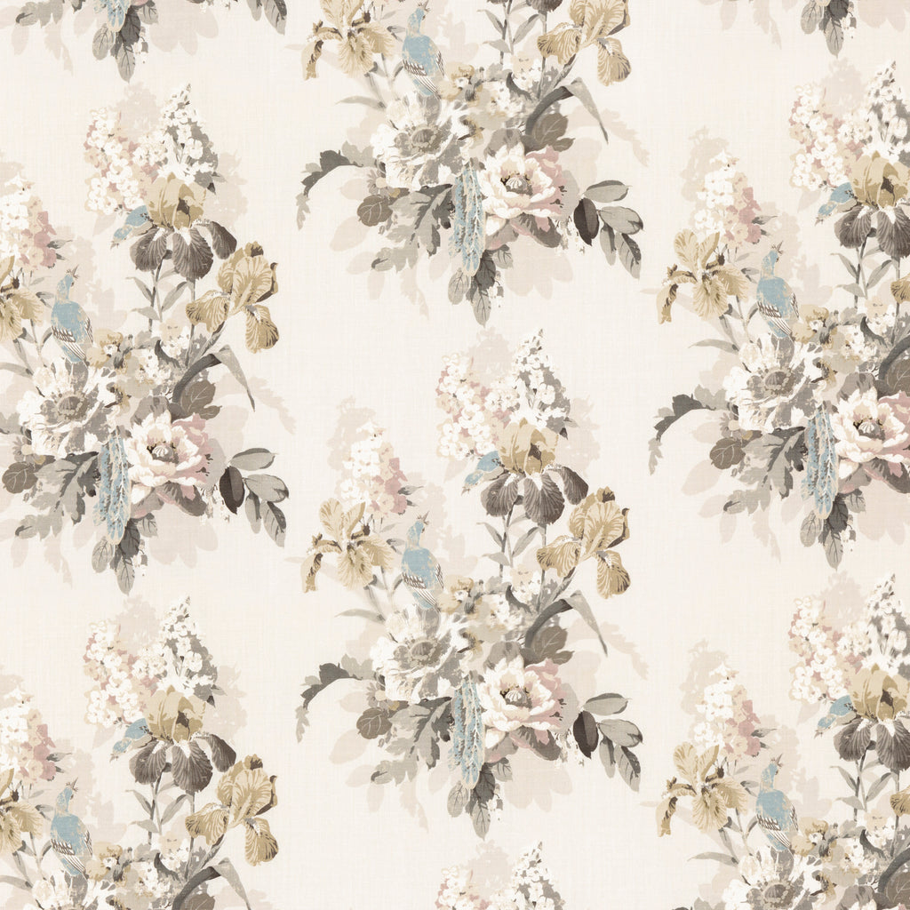 Bird & Iris - Ivory/Mole White By G P & J Baker | Signature Prints |Botanical & Floral Flora & Fauna Multipurpose Print