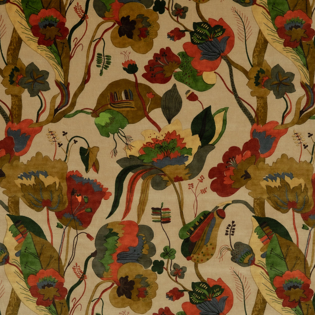 California Velvet - Red/Cream Red By G P & J Baker | Signature Velvets |Botanical & Floral  Multipurpose Velvet