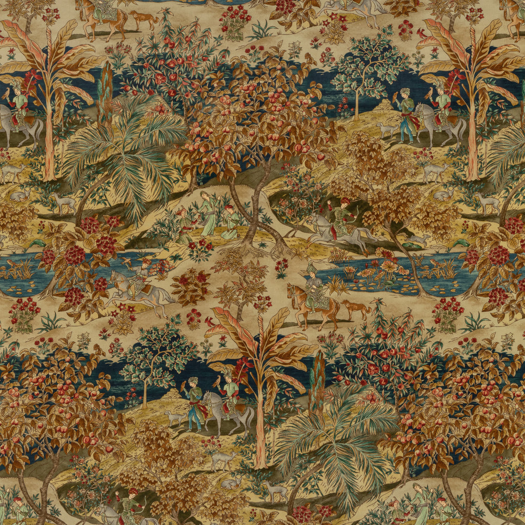 Ramayana Velvet - Indigo/Red Multi By G P & J Baker | Coromandel |Toile  Multipurpose Print
