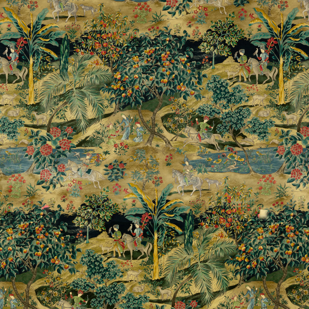 Ramayana Velvet - Emerald/Sand Multi By G P & J Baker | Coromandel |Toile  Multipurpose Print