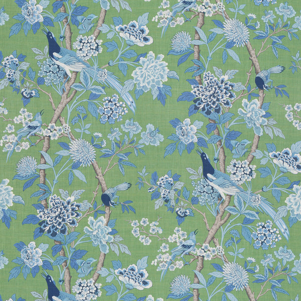 Hydrangea Bird (Archive) - Emerald/Blue Green By G P & J Baker | Chifu |Botanical & Floral Flora & Fauna Multipurpose Print