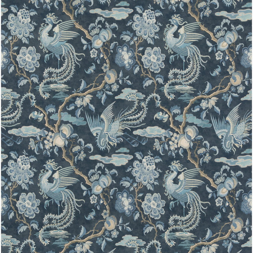 Samples and Purchasing available for Chifu - Indigo Blue By G P & J Baker | Chifu |Botanical & Floral Flora & Fauna Multipurpose Print at Designer Wallcoverings and Fabrics