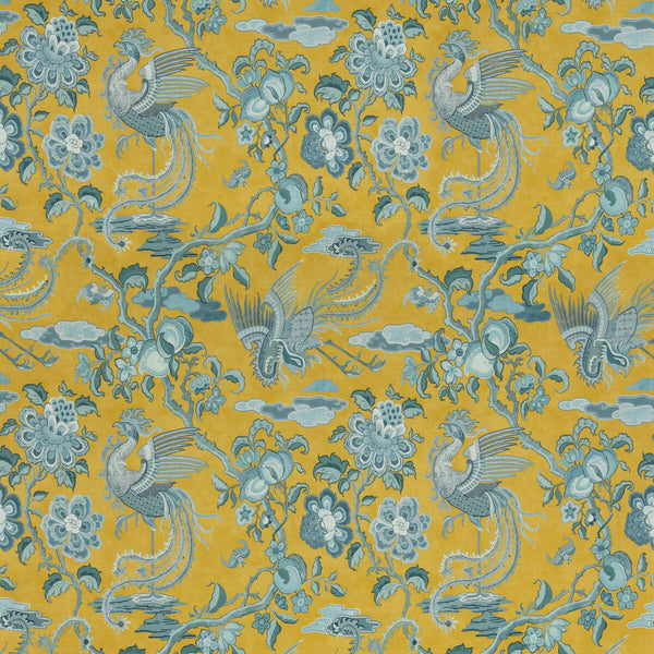 Chifu - Ochre/Blue Blue By G P & J Baker | Chifu |Botanical & Floral Flora & Fauna Multipurpose Print