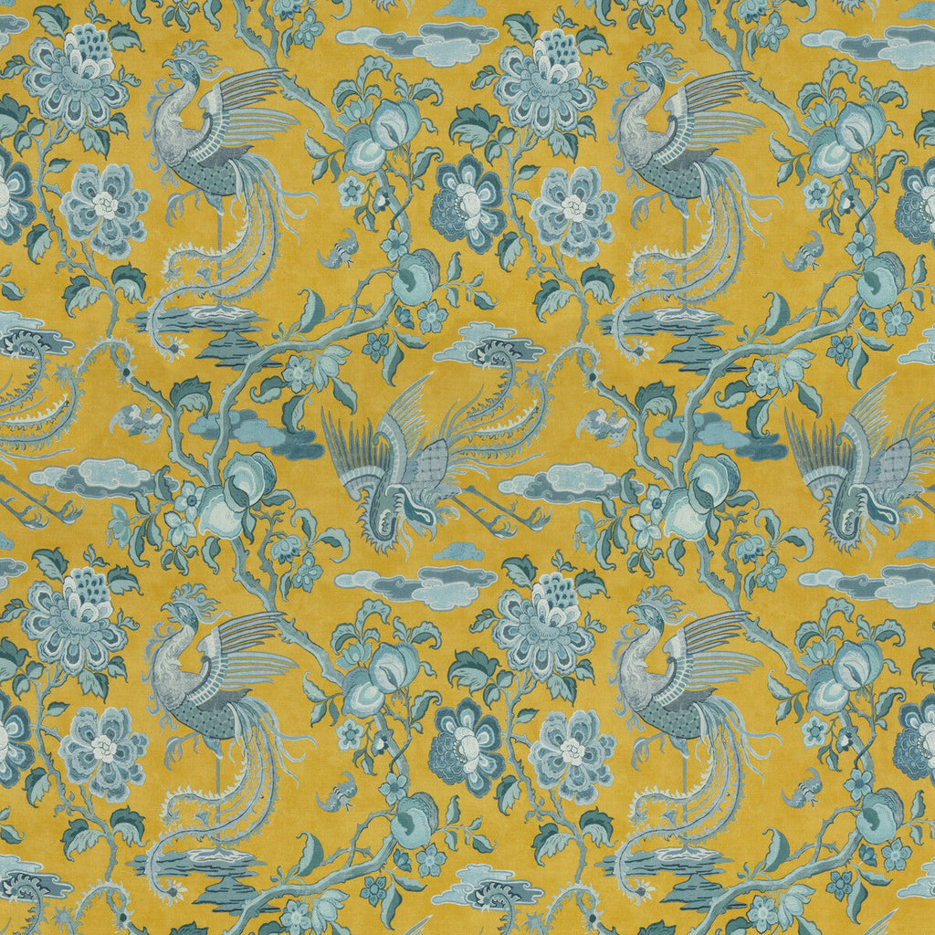 Samples and Purchasing available for Chifu - Ochre/Blue Blue By G P & J Baker | Chifu |Botanical & Floral Flora & Fauna Multipurpose Print at Designer Wallcoverings and Fabrics