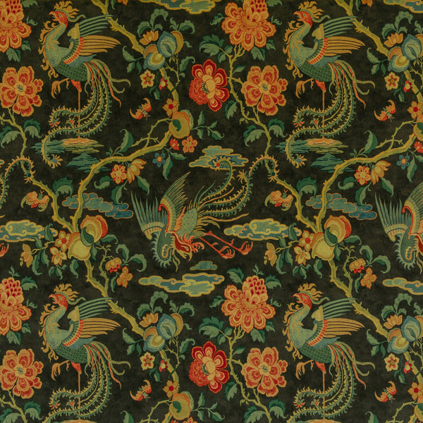 Chifu Velvet - Charcoal/Multi Black By G P & J Baker | Chifu |Botanical & Floral Jacobeans Multipurpose Velvet