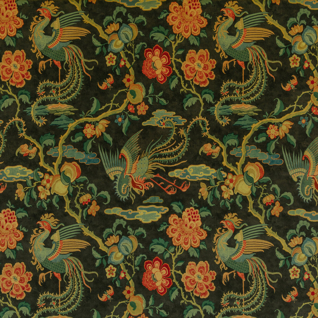 Samples and Purchasing available for Chifu Velvet - Charcoal/Multi Black By G P & J Baker | Chifu |Botanical & Floral Jacobeans Multipurpose Velvet at Designer Wallcoverings and Fabrics