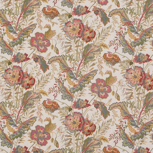Indienne Flower - Emerald/Red Green By G P & J Baker | Caspian |  Multipurpose Print