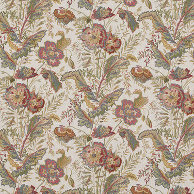 Samples and Purchasing available for Indienne Flower - Emerald/Red Green By G P & J Baker | Caspian |  Multipurpose Print at Designer Wallcoverings and Fabrics
