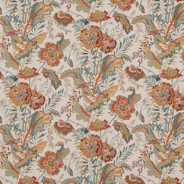 Indienne Flower - Red/Teal Teal By G P & J Baker | Caspian |  Multipurpose Print
