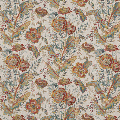 Samples and Purchasing available for Indienne Flower - Red/Teal Teal By G P & J Baker | Caspian |  Multipurpose Print at Designer Wallcoverings and Fabrics