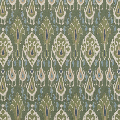 Samples and Purchasing available for Ikat Bokhara Linen - Emerald Green By G P & J Baker | Caspian |  Multipurpose Print at Designer Wallcoverings and Fabrics