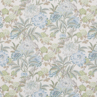 Samples and Purchasing available for Summer Peony - Aqua Blue By G P & J Baker | Ashmore |Botanical & Floral  Multipurpose Print at Designer Wallcoverings and Fabrics