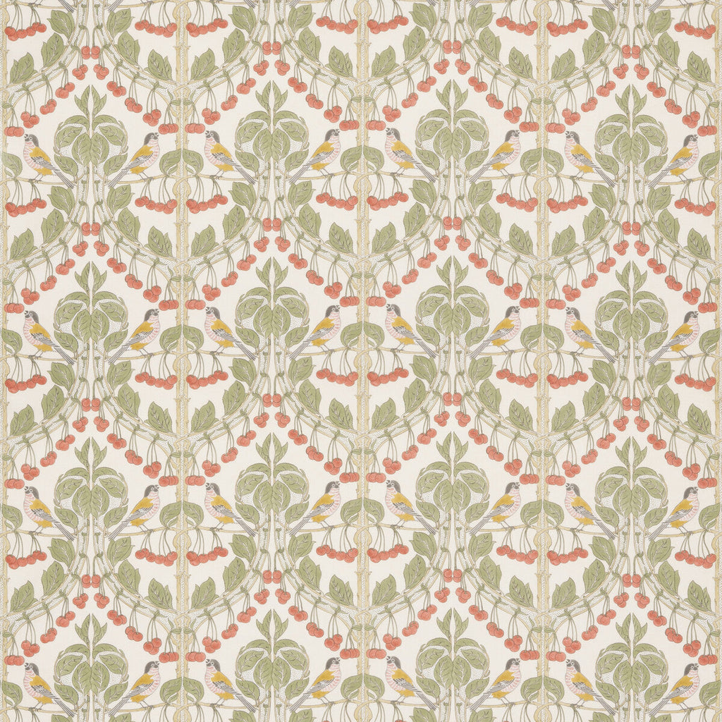Samples and Purchasing available for Birds & Cherries Cotton - Red/Green Red By G P & J Baker | Original Brantwood Fabric |Animal/Insects  Multipurpose Print at Designer Wallcoverings and Fabrics