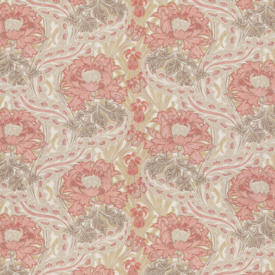 Samples and Purchasing available for Brantwood Cotton - Coral/Sand Brown By G P & J Baker | Original Brantwood Fabric |Botanical & Floral  Multipurpose Print at Designer Wallcoverings and Fabrics